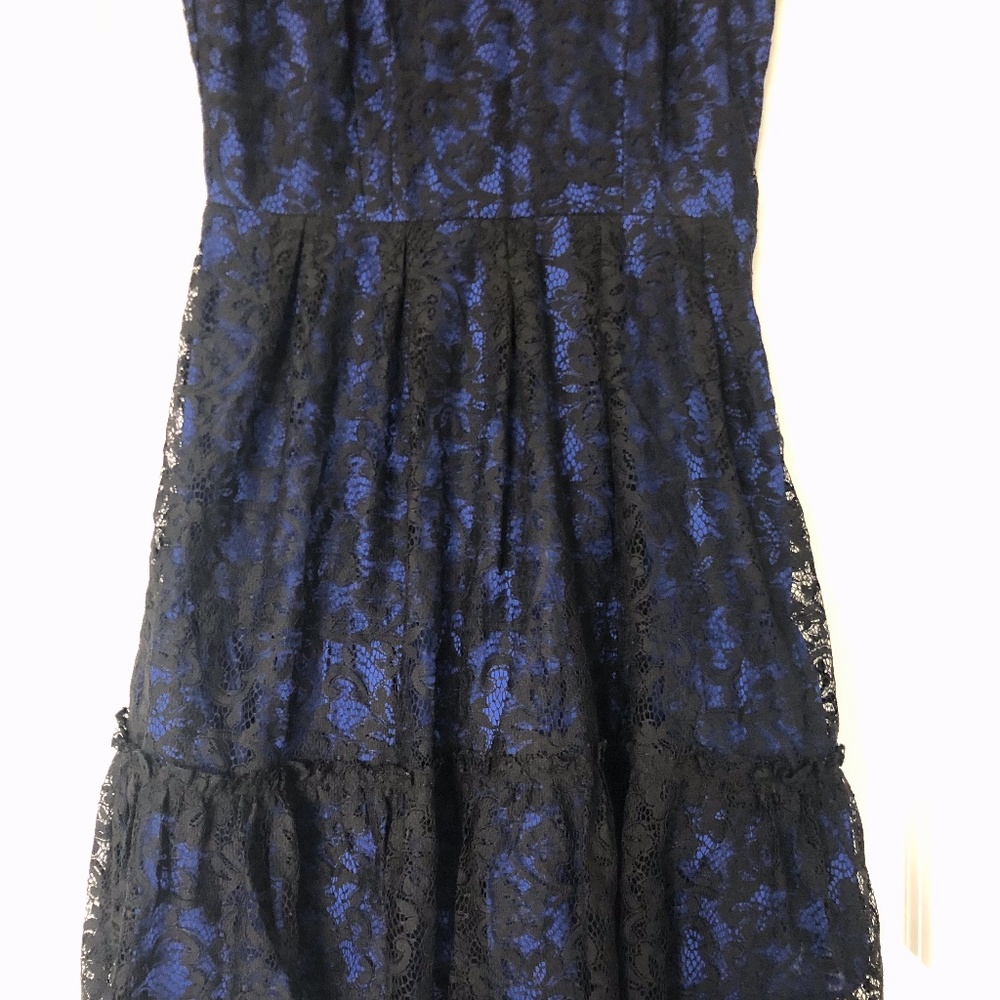 Anthropologie black and blue lace dress